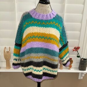 TOV Holy Multicolor Chunky Knit Striped Sweater